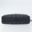 CHANEL Choco Bar Chain Shoulder Bag Leather Navy Silver CC Auth ka245-5