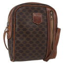CELINE Macadam Canvas Shoulder Bag PVC Leather Brown Gold Auth ka2453-1