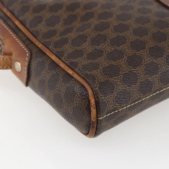 CELINE Macadam Canvas Shoulder Bag PVC Leather Brown Gold Auth ka2453