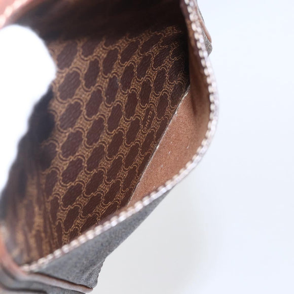 CELINE Macadam Canvas Shoulder Bag PVC Leather Brown Gold Auth ka2453