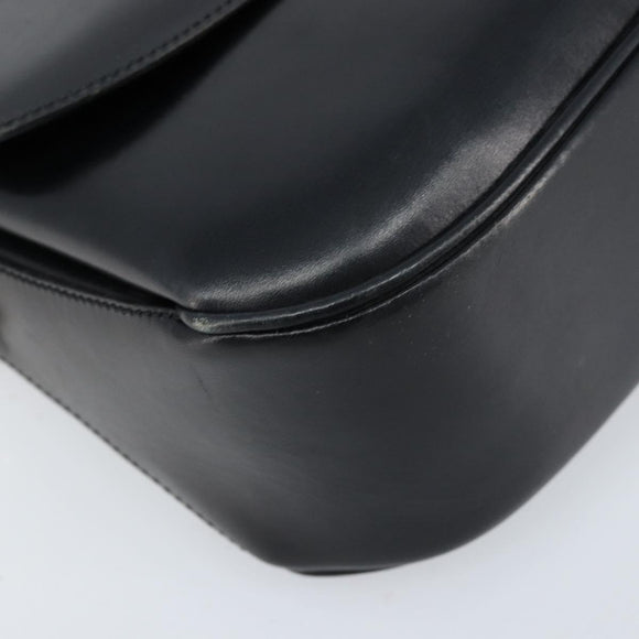 CELINE Shoulder Bag Leather Black Gold Auth ka2456