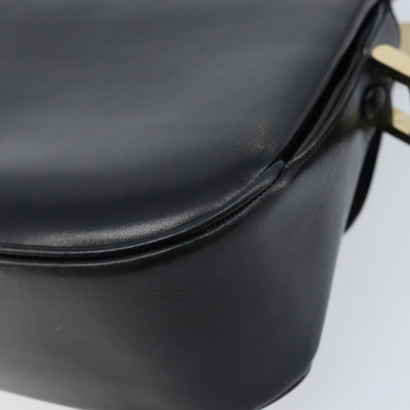 CELINE Shoulder Bag Leather Black Gold Auth ka2456