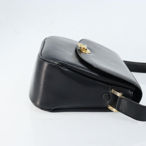 CELINE Shoulder Bag Leather Black Gold Auth ka2456