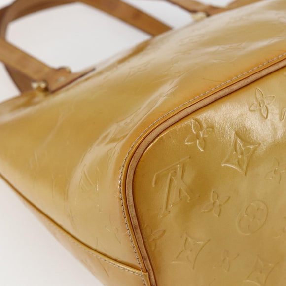 LOUIS VUITTON Monogram Vernis Houston Hand Bag Beige M91004 LV Auth ka2468