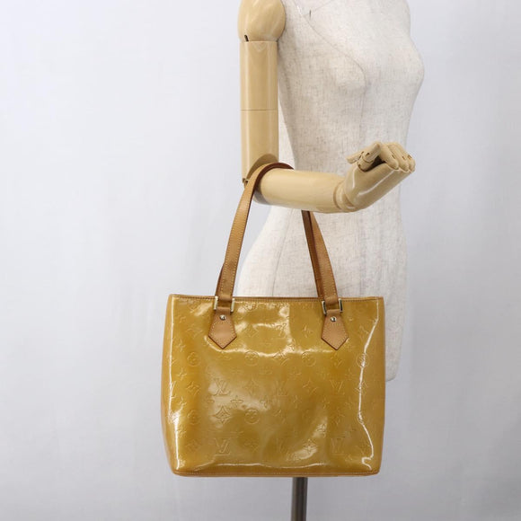 LOUIS VUITTON Monogram Vernis Houston Hand Bag Beige M91004 LV Auth ka2468