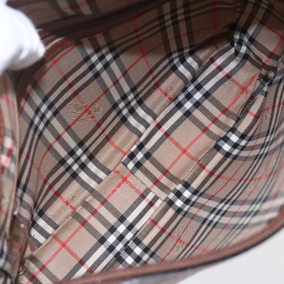 Burberrys Shoulder Bag Leather Brown Gold Auth ka247