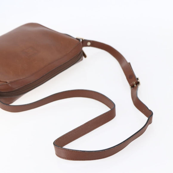 Burberrys Shoulder Bag Leather Brown Gold Auth ka247