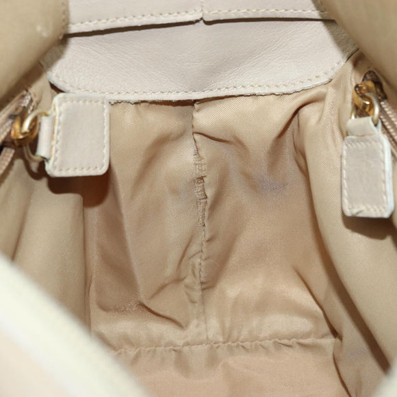CELINE Hand Bag Nylon Beige Gold Auth ka2474