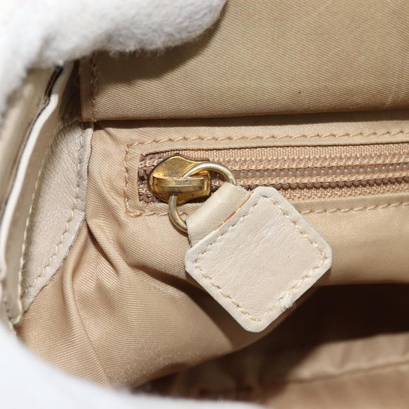 CELINE Hand Bag Nylon Beige Gold Auth ka2474