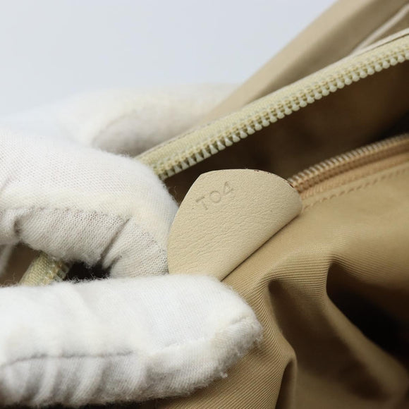 CELINE Hand Bag Nylon Beige Gold Auth ka2474