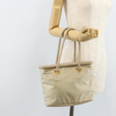 CELINE Hand Bag Nylon Beige Gold Auth ka2474-23