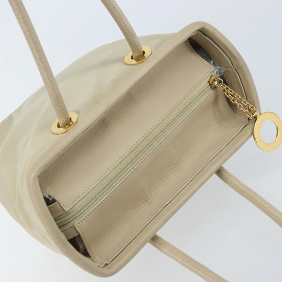 CELINE Hand Bag Nylon Beige Gold Auth ka2474