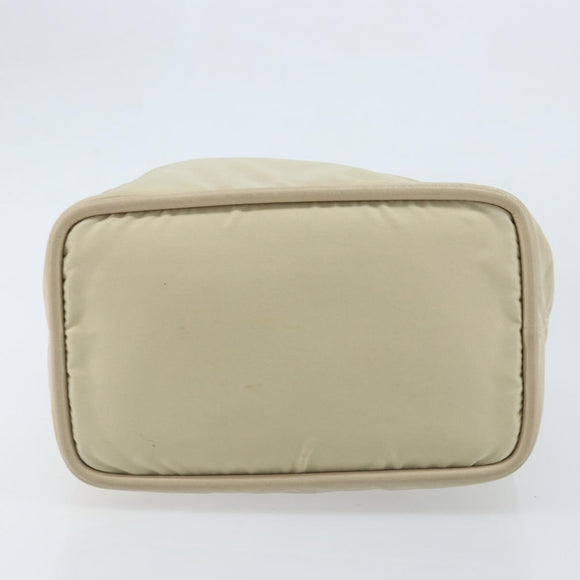 CELINE Hand Bag Nylon Beige Gold Auth ka2474