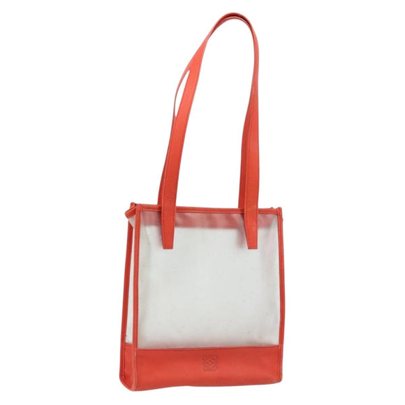 LOEWE Anagram Tote Bag Vinyl Clear Red Auth ka2475