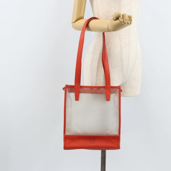 LOEWE Anagram Tote Bag Vinyl Clear Red Auth ka2475