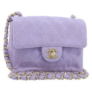 CHANEL Matelasse Chain Shoulder Bag cotton Purple Gold CC Auth ka2484SAV-1