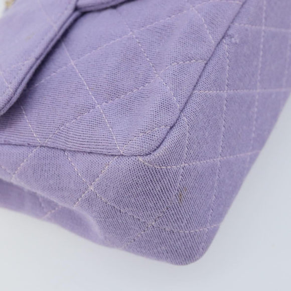 CHANEL Matelasse Chain Shoulder Bag cotton Purple Gold CC Auth ka2484SAV