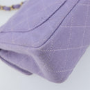 CHANEL Matelasse Chain Shoulder Bag cotton Purple Gold CC Auth ka2484SAV-19