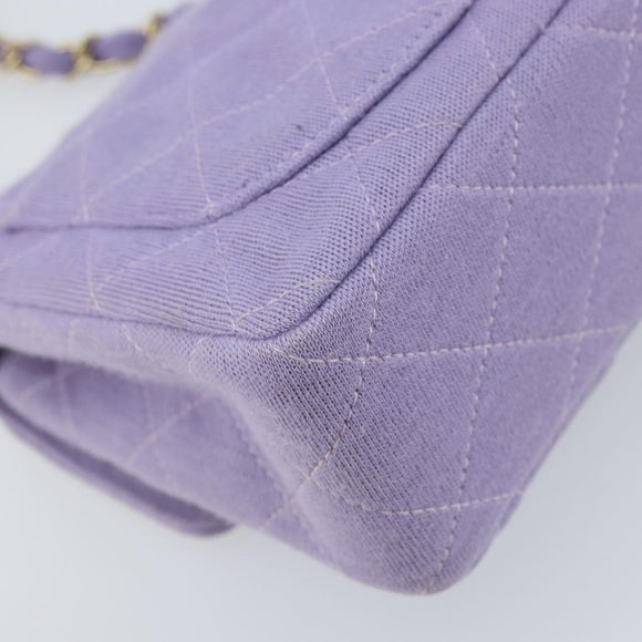 CHANEL Matelasse Chain Shoulder Bag cotton Purple Gold CC Auth ka2484SAV