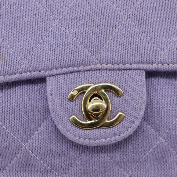 CHANEL Matelasse Chain Shoulder Bag cotton Purple Gold CC Auth ka2484SAV
