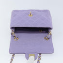 CHANEL Matelasse Chain Shoulder Bag cotton Purple Gold CC Auth ka2484SAV-21