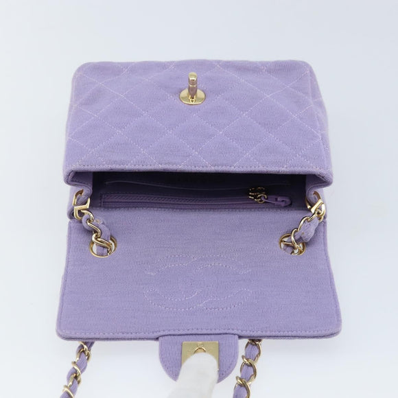 CHANEL Matelasse Chain Shoulder Bag cotton Purple Gold CC Auth ka2484SAV