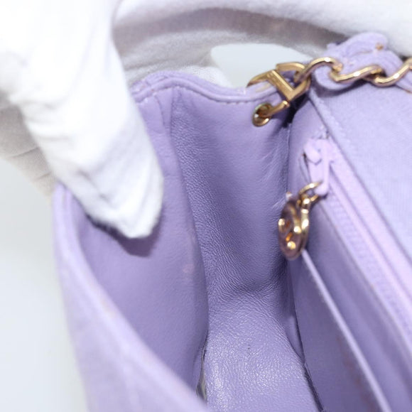 CHANEL Matelasse Chain Shoulder Bag cotton Purple Gold CC Auth ka2484SAV