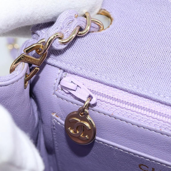 CHANEL Matelasse Chain Shoulder Bag cotton Purple Gold CC Auth ka2484SAV