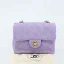 CHANEL Matelasse Chain Shoulder Bag cotton Purple Gold CC Auth ka2484SAV-12