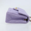 CHANEL Matelasse Chain Shoulder Bag cotton Purple Gold CC Auth ka2484SAV-3