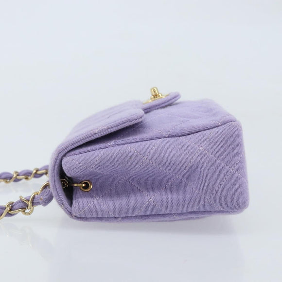 CHANEL Matelasse Chain Shoulder Bag cotton Purple Gold CC Auth ka2484SAV