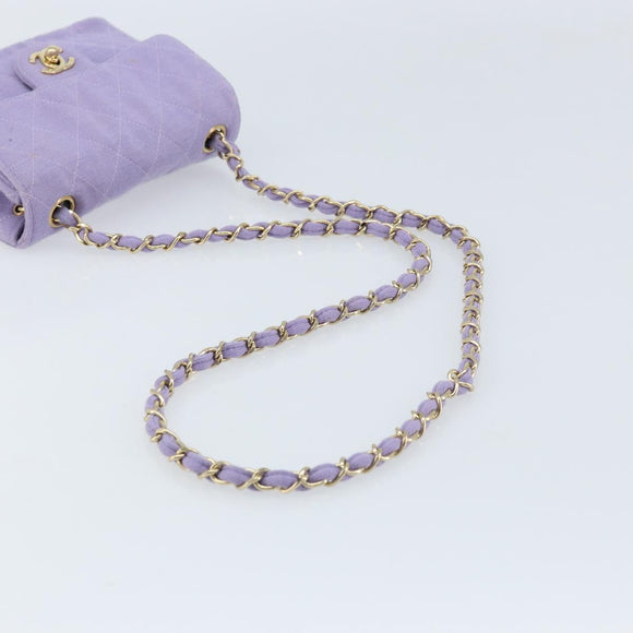 CHANEL Matelasse Chain Shoulder Bag cotton Purple Gold CC Auth ka2484SAV