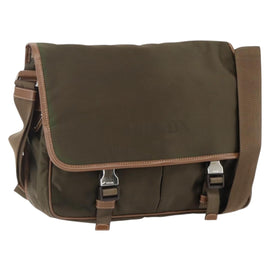 PRADA Shoulder Bag Nylon Brown Silver Auth ka2489