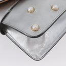 GUCCI Bamboo Chain Broadway Shoulder Bag Leather 2way Silver 453778 Auth ka2490V-12