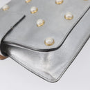 GUCCI Bamboo Chain Broadway Shoulder Bag Leather 2way Silver 453778 Auth ka2490V-14