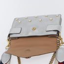 GUCCI Bamboo Chain Broadway Shoulder Bag Leather 2way Silver 453778 Auth ka2490V-18