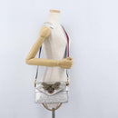 GUCCI Bamboo Chain Broadway Shoulder Bag Leather 2way Silver 453778 Auth ka2490V-26