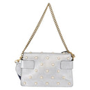 GUCCI Bamboo Chain Broadway Shoulder Bag Leather 2way Silver 453778 Auth ka2490V-3