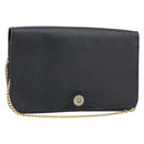 Christian Dior Honeycomb Canvas Chain Shoulder Bag PVC Black Gold Auth ka2491-1