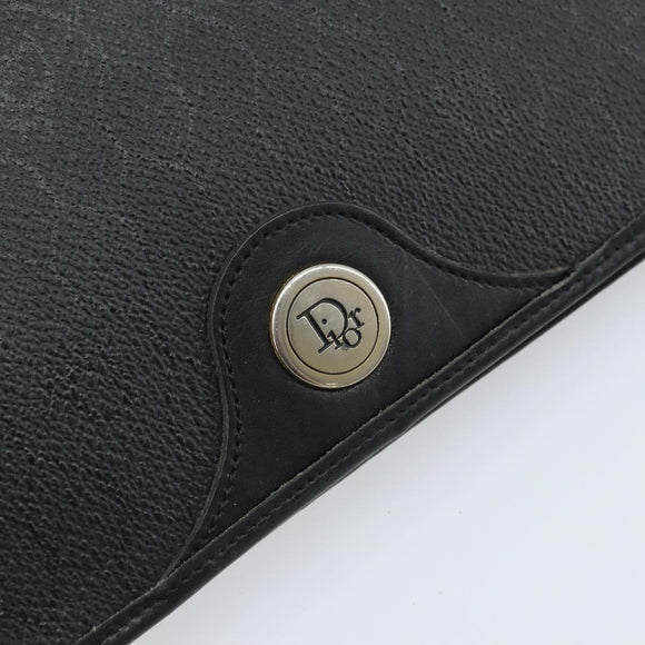 Christian Dior Honeycomb Canvas Chain Shoulder Bag PVC Black Gold Auth ka2491