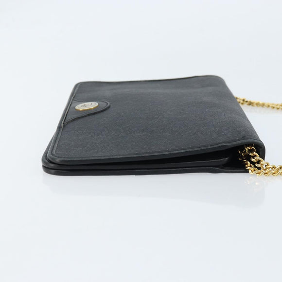 Christian Dior Honeycomb Canvas Chain Shoulder Bag PVC Black Gold Auth ka2491