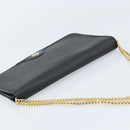 Christian Dior Honeycomb Canvas Chain Shoulder Bag PVC Black Gold Auth ka2491-6