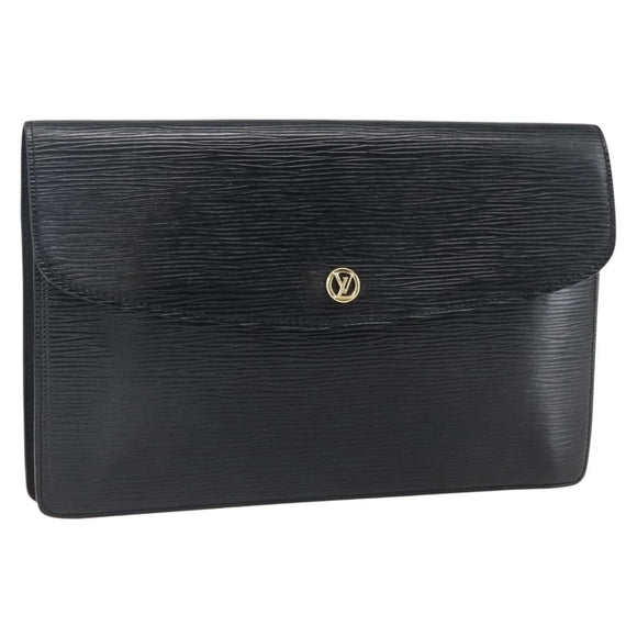 LOUIS VUITTON Epi Montaigne 27 Clutch Bag Black M52652 LV Auth ka2493