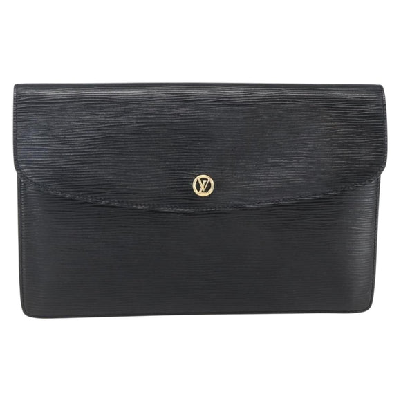 LOUIS VUITTON Epi Montaigne 27 Clutch Bag Black M52652 LV Auth ka2493