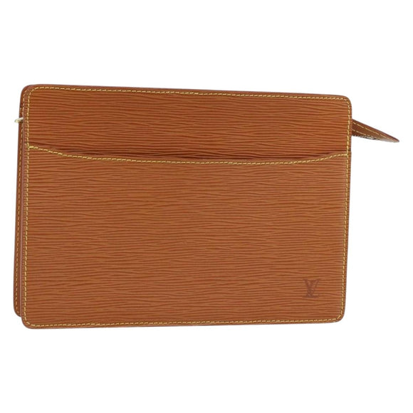 LOUIS VUITTON Epi Pochette Homme Bag Brown Zipangu Gold M52528 LV Auth ka2494