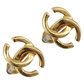 CHANEL Earring metal Gold Tone CC Auth ka2498V