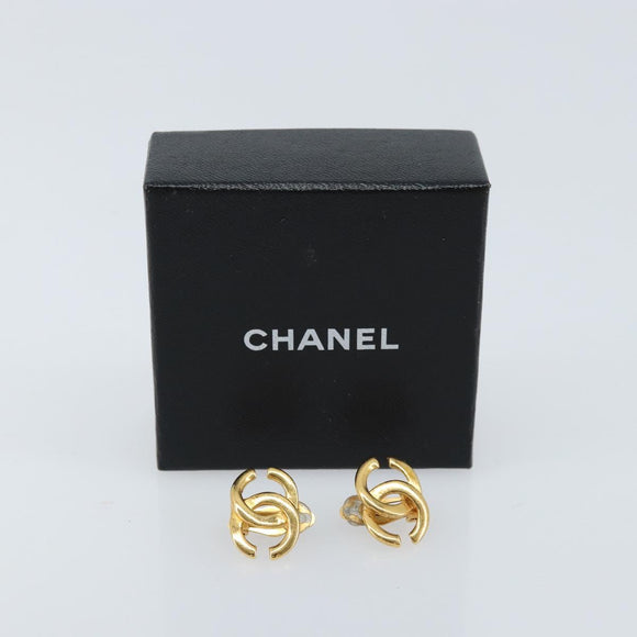 CHANEL Earring metal Gold Tone CC Auth ka2498V