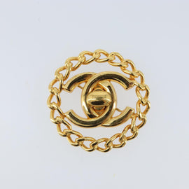 CHANEL Brooch metal Gold Tone CC Auth ka2499V - 0