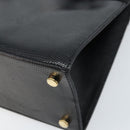 Salvatore Ferragamo Vala Hand Bag Leather Black Gold Auth ka2505-9