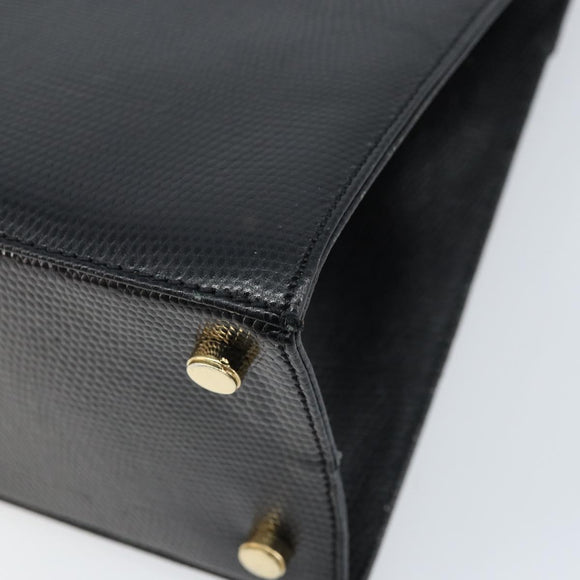 Salvatore Ferragamo Vala Hand Bag Leather Black Gold Auth ka2505